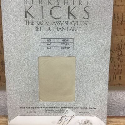 Vintage Berkshire Kicks Silky Sheer Lycra Stockings Size C-D IVORY NOS C-5