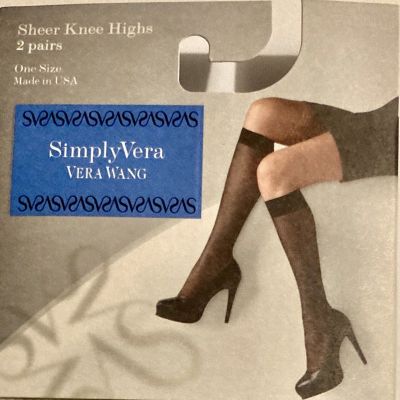 SimplyVera  VERA WANG Sheer Knee Highs  2 Pairs , One Size