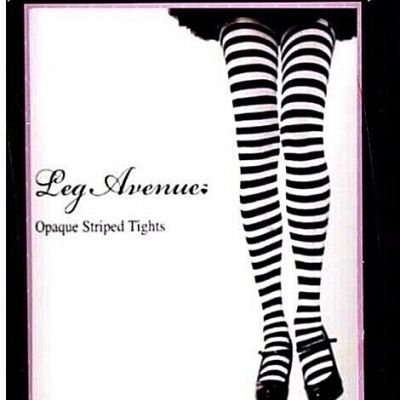 Tights Opaque Striped Black and White Adult Reg Size Leg Avenue 7100