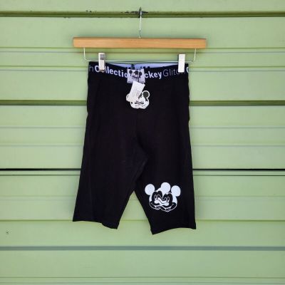 ZARA Disney cropped leggings Black Elastic Waist Mickey glitch collection Size S