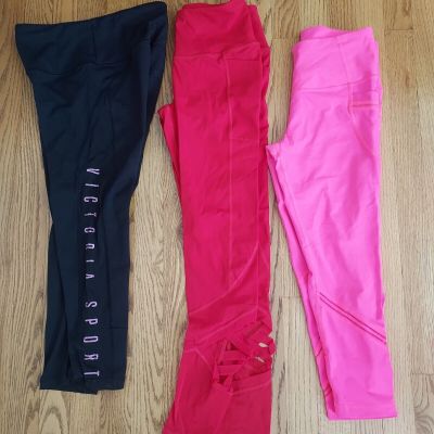 Lot of 3 Victoria Secret PINK/ VS Sport Leggings Womens Size S/P red black pink