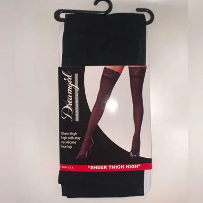 Dreamgirl 7030 Women One Size Black Sheer Thigh-High Stocking NWT