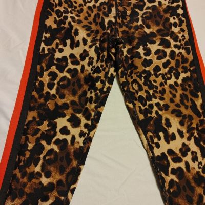Calvin Klein Performance Wicking WorkOut Pant XL Leopard Print Red Down The Side