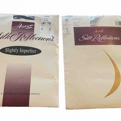 Lot 2 Different Hanes Silk Reflections EF  Pantyhose Control Top Sandalfoot
