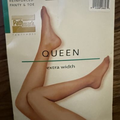 Lycra Sheer BEIGE Control Top PathMark Pantyhose Cotton Shield Sz 3X Extra Width