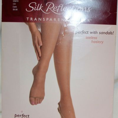 Hanes Transparent Sheer Toeless Breathable Pantyhose Dark Brown Size CD (5DD)