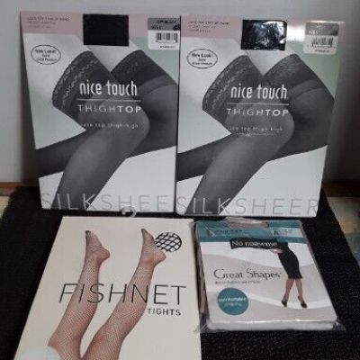 Nice Touch Thightop Stockings, Forever 21 Fishnet Tights & No Nonsense Pantyhose