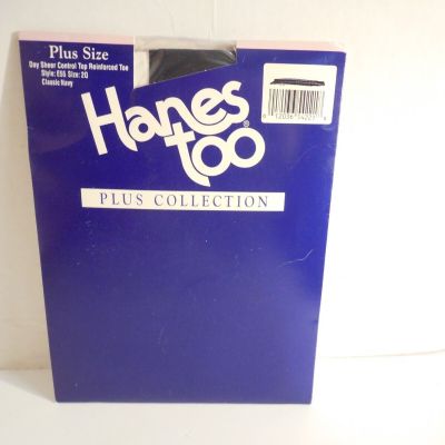 Hanes Too Plus Collection Panty Hose Control Top Classic Navy Size 20