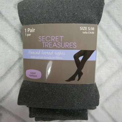 New Secret Treasures Fleeced Footed Tights Size S / M Charcoal Gray 5'11