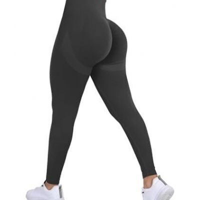 Workout Leggings for Women, Butt Lifting Gym Scrunch Butt Seamless Large Black