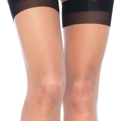 Leg Avenue 1024 Sheer Stockings BackSeam Cuban Heel Nude Black One Size