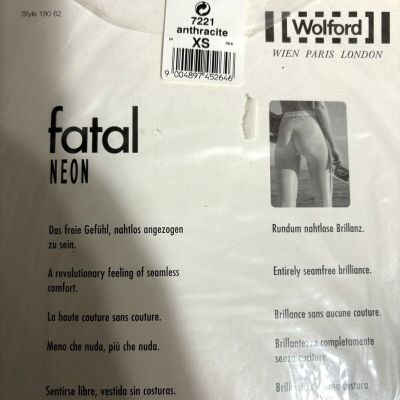 Wolford Fatal Neon 40 Tights 18062 7221 Anthracite Black XS Lycra SEALED NWT