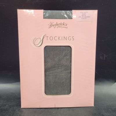 Vintage Fredericks of Hollywood Stockings Style #1777 Black Medium Lace Top Back