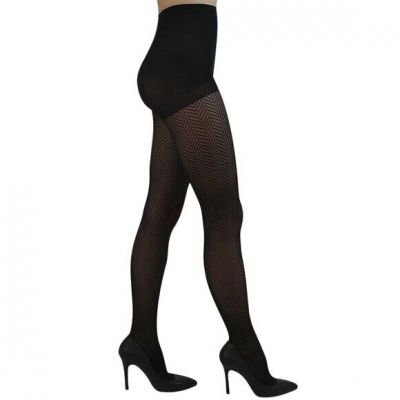 YourTights Herringbone Sheer Black Tights Pattern Patterned Made in USA New NWT