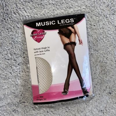 music legs thigh high ruffle lace stockings one size