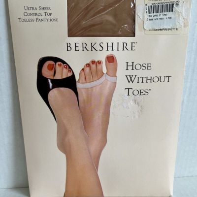 Berkshire Hose Without Toes Ultra Sheer Pantyhose Control Top Sz 2 Natural Tan