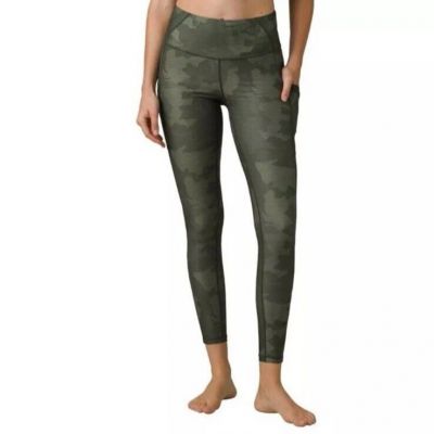 PrAna Leggings Women’s Small Green Camo Electa Yoga Work Out High Rise Pocket