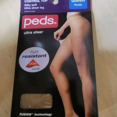 Peds Ultra Sheer Run Resistant Pantyhose Size Queen