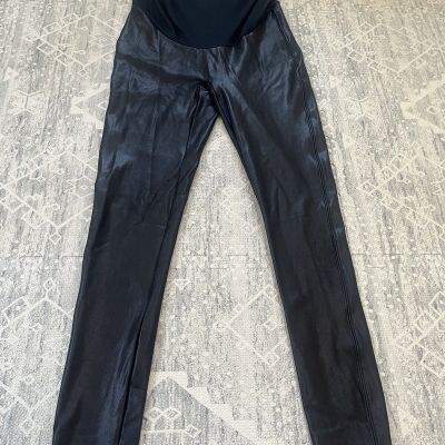 SPANX | Maternity Faux Leather High Waisted Leggings Over Belly Black Size L