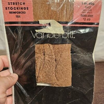 Vanderbilt Sheer Stretch Stocking Reinforced Toe Fawn Beige Size 8 1/2-11
