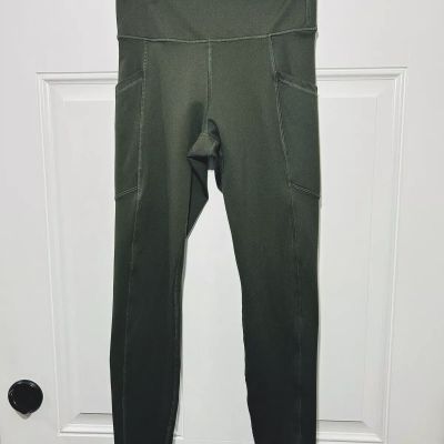 Balance Collection Womens Small Leggings Green Cropped Pockets Yoga Workout Gym