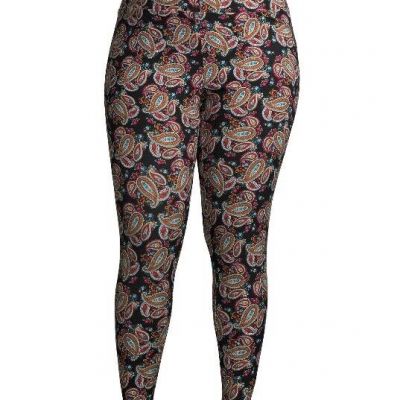 Terra & Sky Women's Plus Size 0X Floral Printed Leggings Fitted High Rise NWT