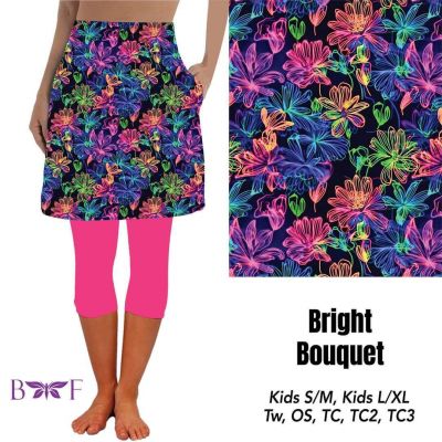 Bright Bouquet Skirted Capris with Pockets