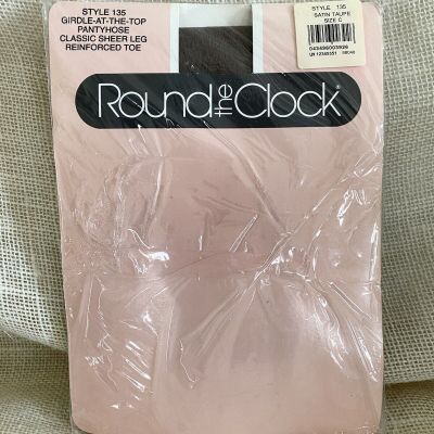 Vtg Round the Clock Girdle at the top pantyhose size C style 135 “Satin Taupe”