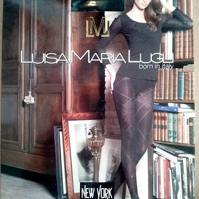 Luisa Maria Lugli Rachele Rhombus Design Micro Tights Black Pantyhose Size S
