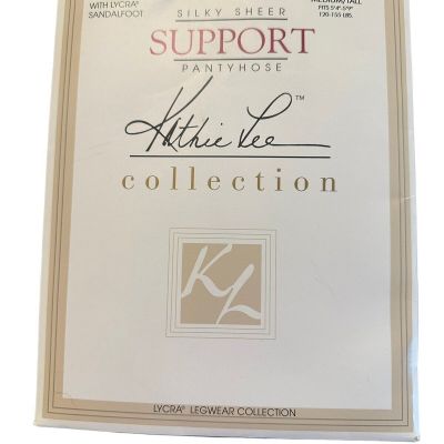 Kathie Lee Collection Support Pantyhose Size Medium/Tall Black Silky Sheer  4790