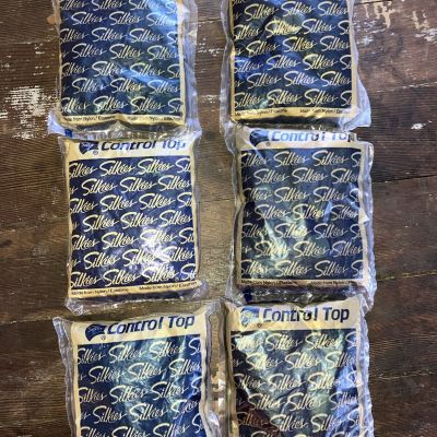 Silkies Control Top Pantyhose Navy Blue X-Large Queen Lot Of 6. NOS. USA