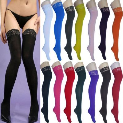 Sexy Ladies Lace Top No Sheer Velvet Thigh-Highs Stockings Pantyhose-15 Colors