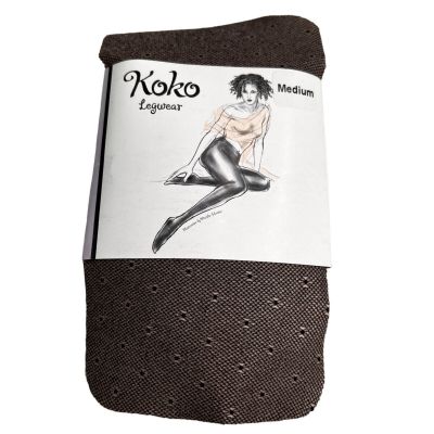 Koko Legwear Patterned Tights Black Criss Cross Nude Background size M NWT