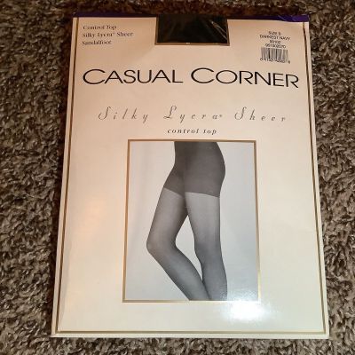 Casual Corner silky sheer control top pantyhose, color darkest navy, size: B