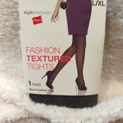 Hanes Fashion Textured Tights  Fishnet(1) Black L/XL Style Essentials