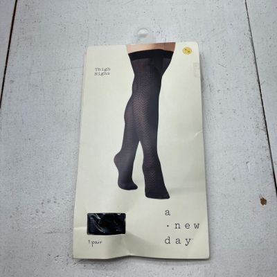 A New Day Black Printed Thigh High Tights Women's Size S/M NEW