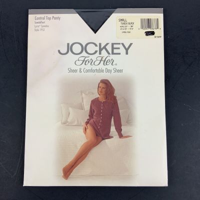 Jockey For Her Day Sheer Pantyhose Sz Small Tuxedo Black Control Top Sandalfoot