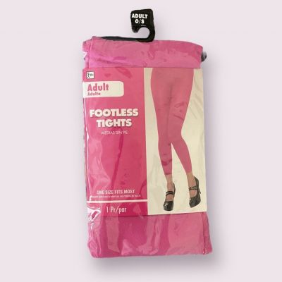 Hot Pink Footless Tights One Size Nylon Spandex
