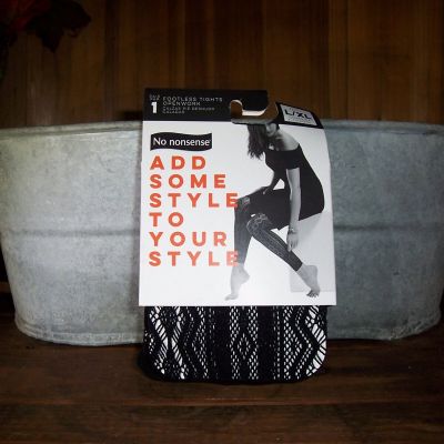 NO NONSENSE FOOTLESS TIGHTS SIZE MED/LG BLACK 1 PAIR CASUAL STYLISH OPAQUE NEW