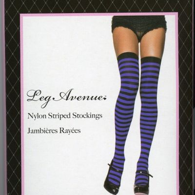 Thigh High Striped Stockings Red /White /Black /Purple One Size Leg Avenue 6005