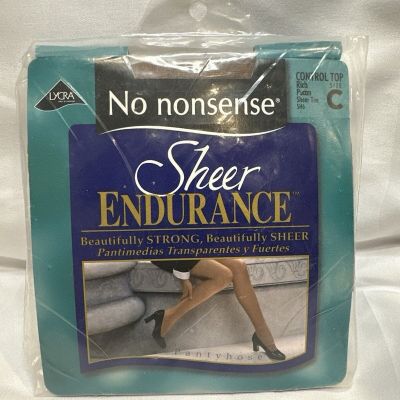 No Nonsense Sheer Endurance Sheer Toe Control Top Pantyhose Rich Pecan Size C