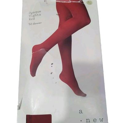 A New Day Opaque Tights Womens Sz M / L Salsa Red 50 Denier 1 Pair NEW