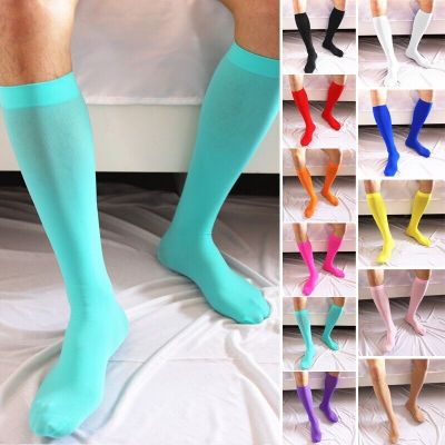 Mens Ultra-thin Sheer Thigh High See Through Stretchy Stockings Lingerie Socks