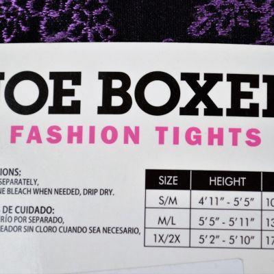 Women Joe Boxer Pull-On Stretch Knit Fashion Tights Legwear Stockings Purple S/M