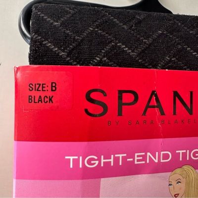 Spanx Tight End Tights Patterned Peek A Boo Body Shaping SZ B Black 115-150lb