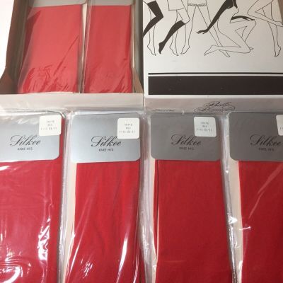 6 Pairs Vintage Red Nylon Sheer Knee Highs Stockings 8 1/2 - 11” USA Knee-Hi USA