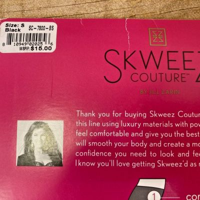 SKWEEZ COUTURE By JILL ZARIN PATTERN TIGHTS CONTROL TOP #7800 BLACK SMALL ??NWT