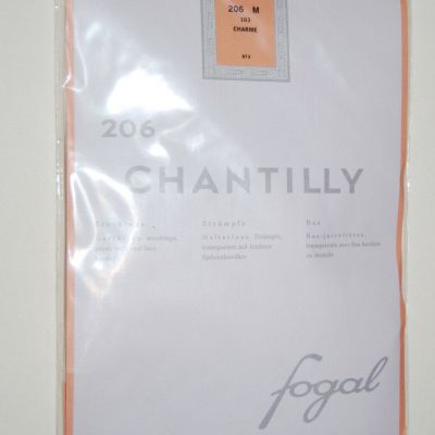 NWT Fogal Chantilly Nude Sheer Gartertop Thigh-High Stockings Color Charme sz M