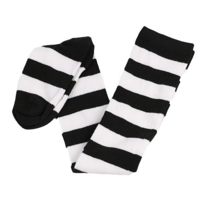 Women Stockings Thigh High Elastic Color Block Striped Stockings Polyester