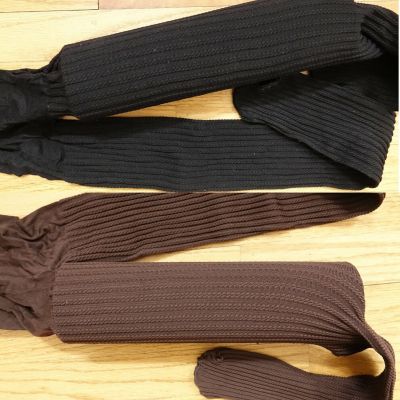 Hanes Women's Coffee brown or black Cable braid Texture Tights, Size M